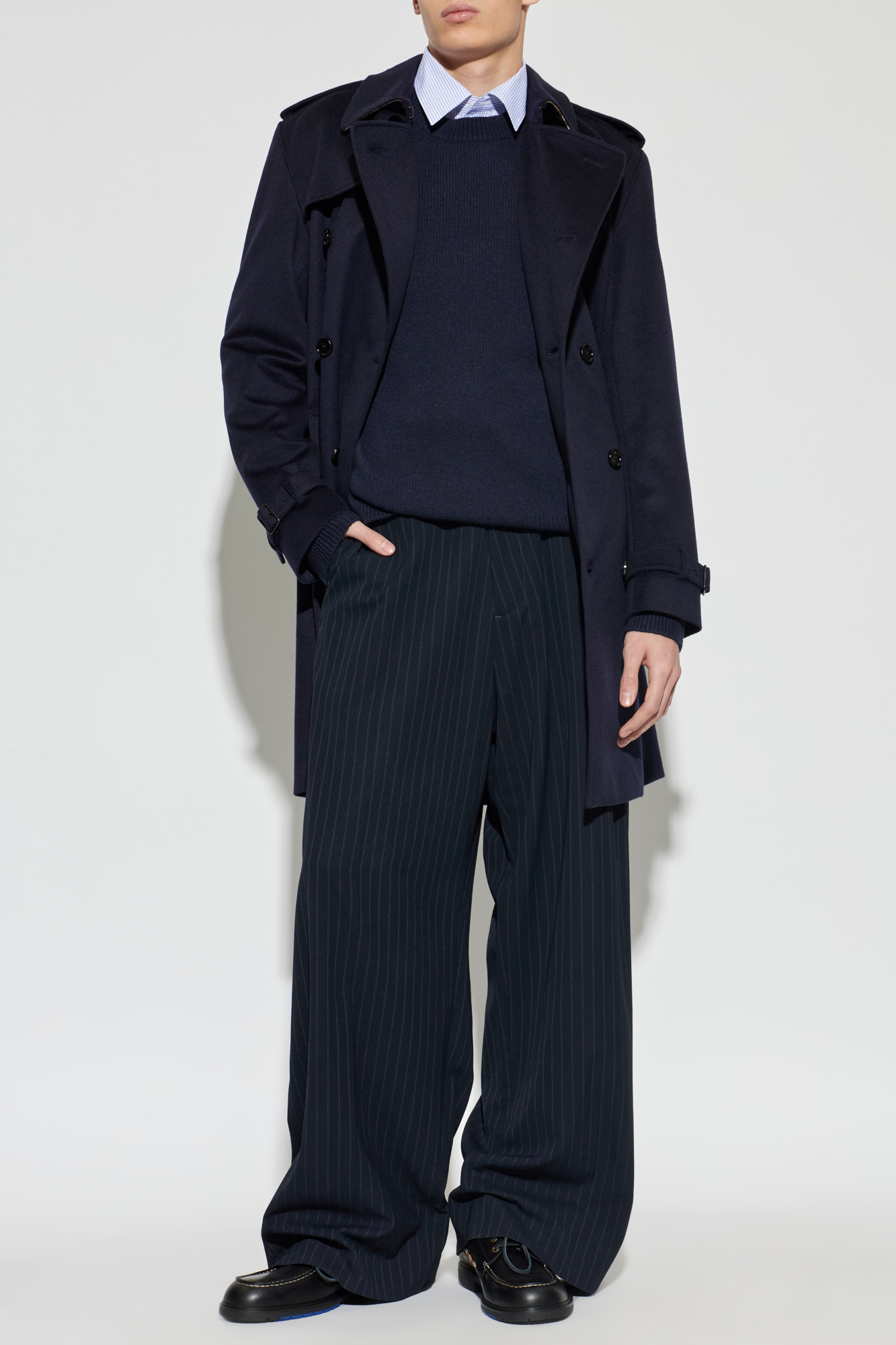 Navy blue Cashmere sweater with a crew neck Burberry - Vitkac AS